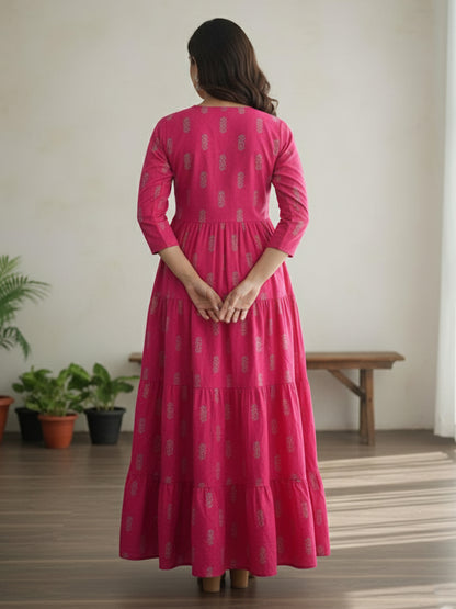 Modern Ethnic Multicolour Anarkali Rayon Dress