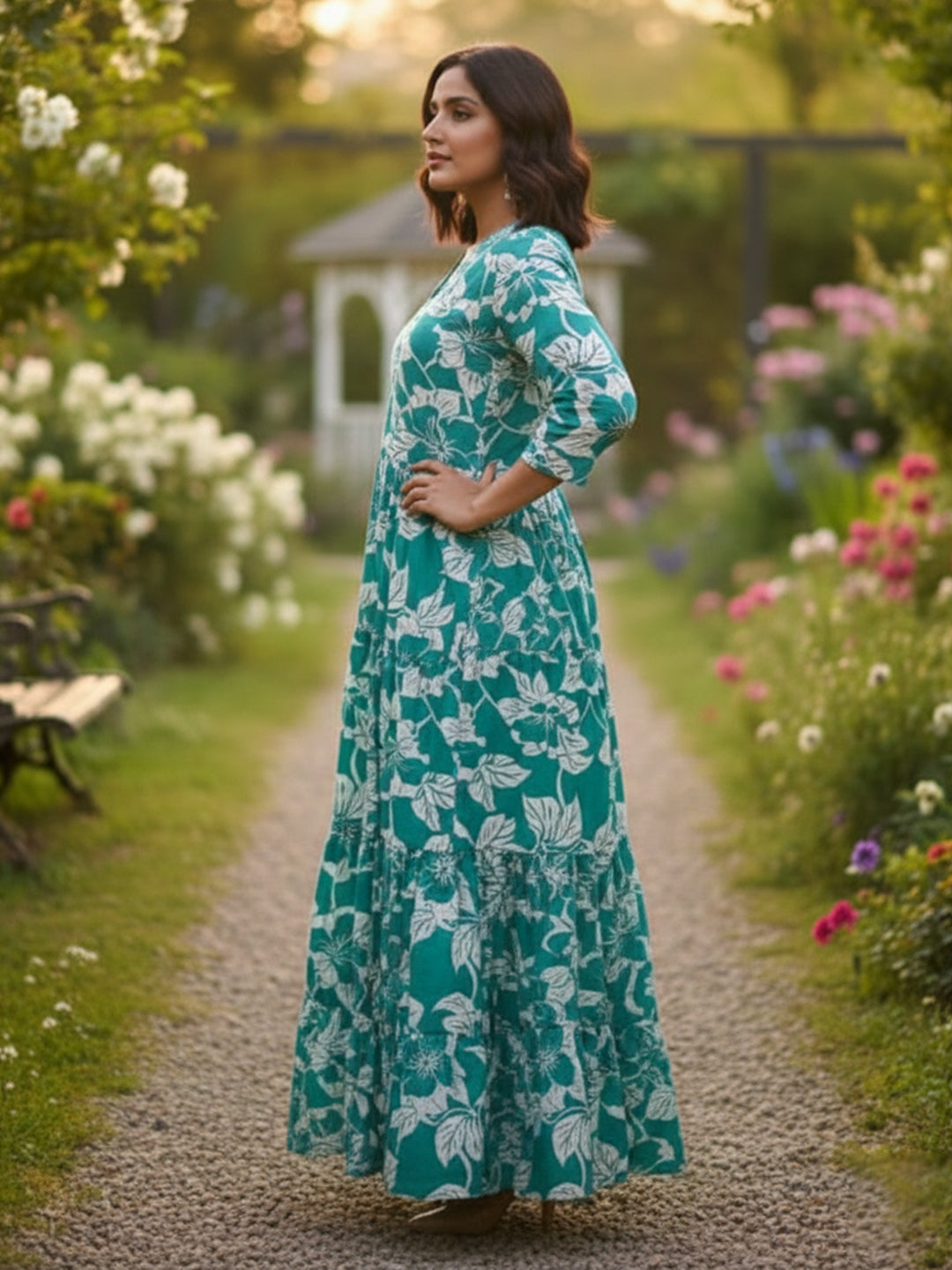 Occasion Wear Multicolour Embroidered Anarkali Rayon Dress