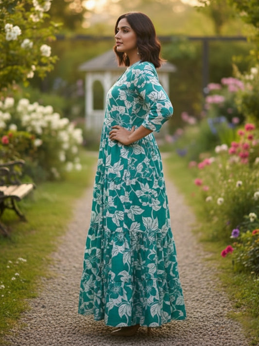 Occasion Wear Multicolour Embroidered Anarkali Rayon Dress