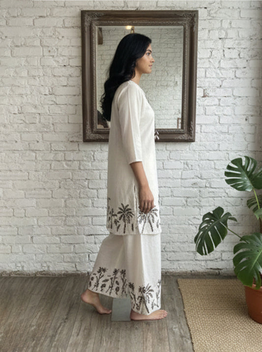 White color Cotton Flex Co-ord Set