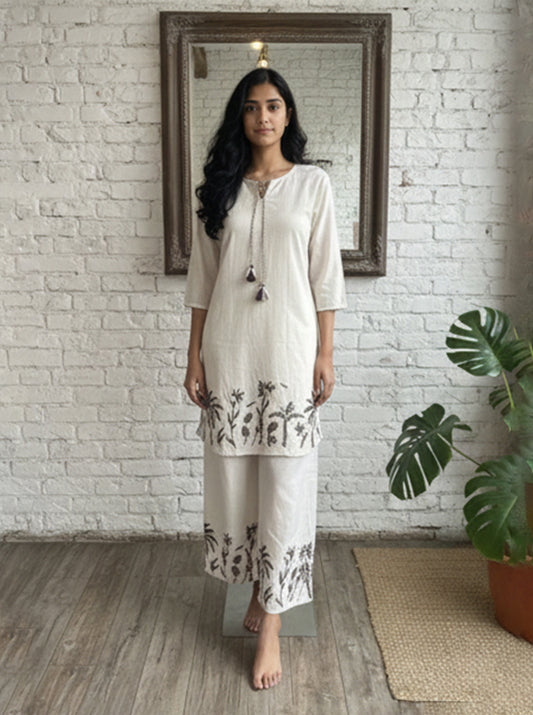 White color Cotton Flex Co-ord Set