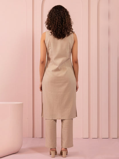 Elegant Beige Cotton Flex Kurta Set