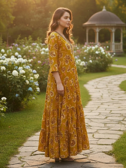 Multicolour Anarkali Embroidered Rayon Dress for Women