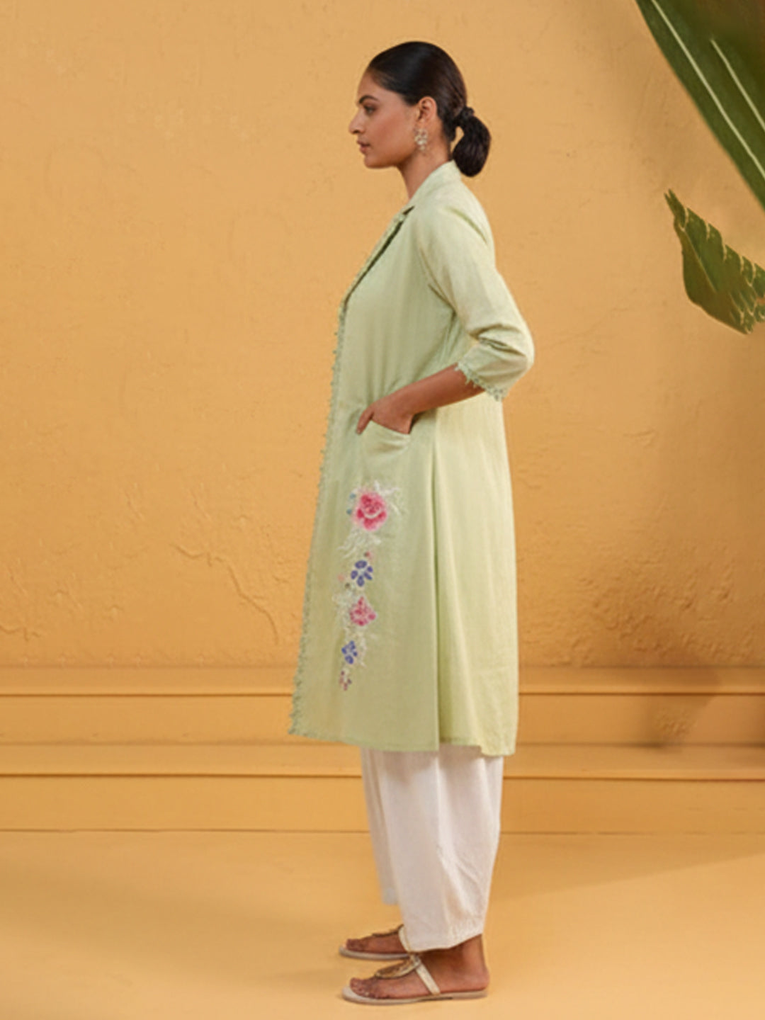 Stylish Light Green Rayon Flex Top Pant Jacket Set