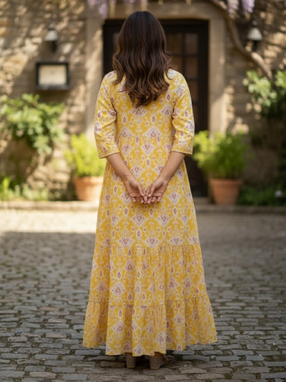 Women’s Full Length Multicolour Anarkali Embroidered Rayon Dress