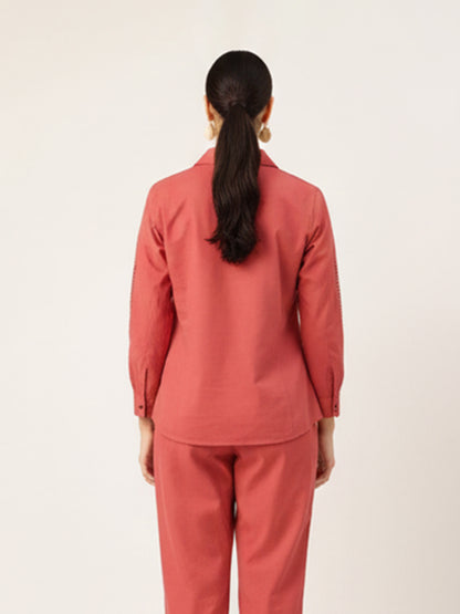 Rust Red Cotton Flex Co-Ord Set for Daily Comfort