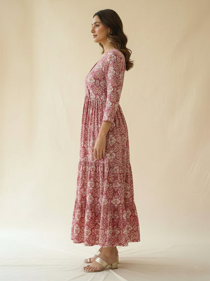 Women’s Multicolour Rayon Embroidered Anarkali Dress