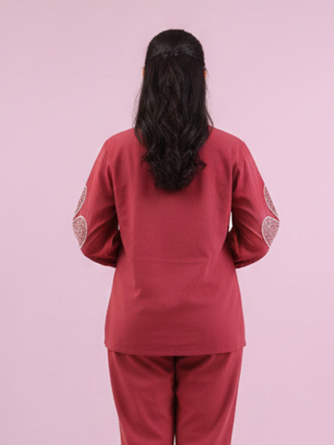 Deep Maroon Cotton Slub Co-Ord Set