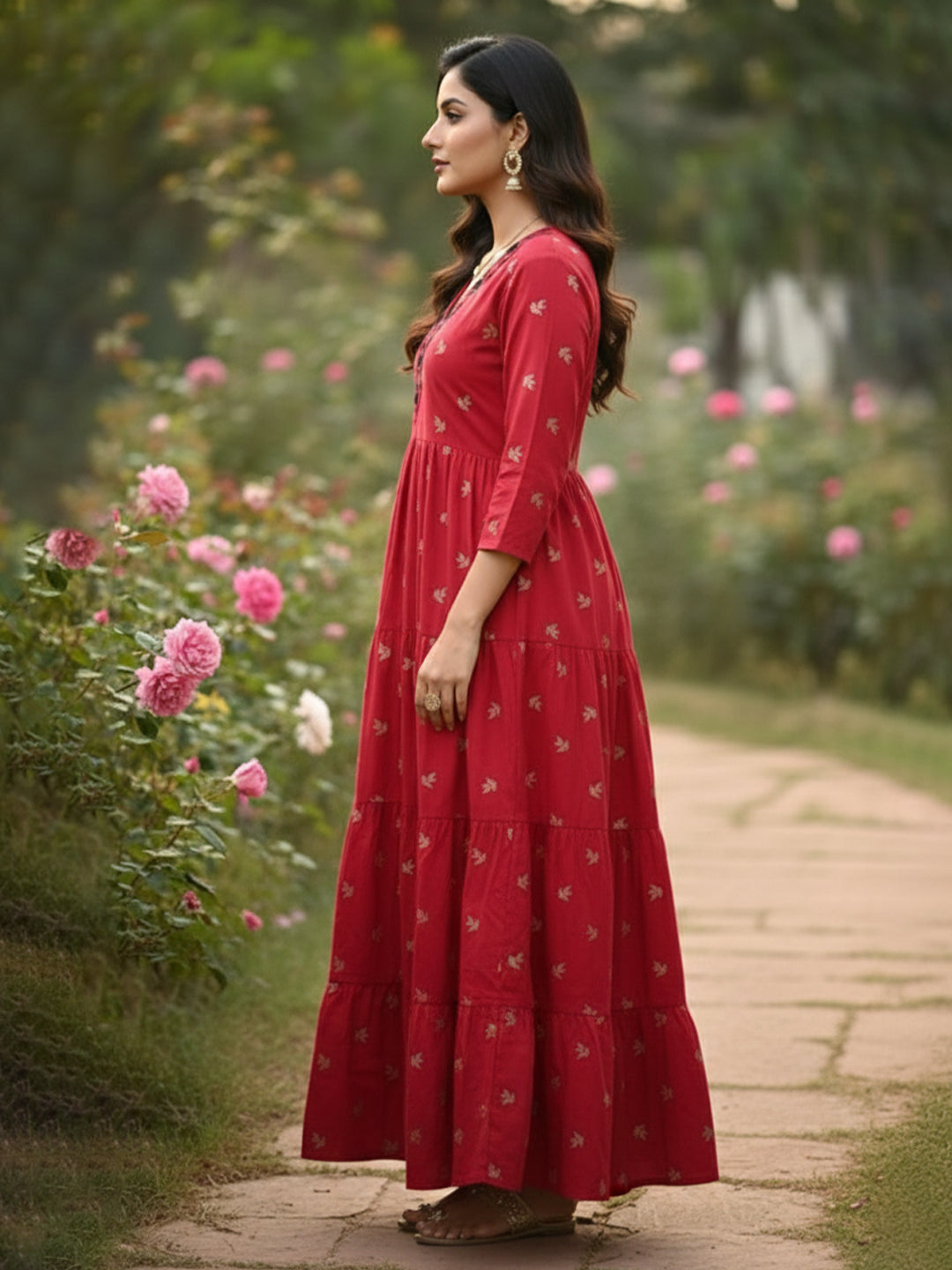 Daily Wear Multicolour Anarkali Rayon Dress with Embroidery