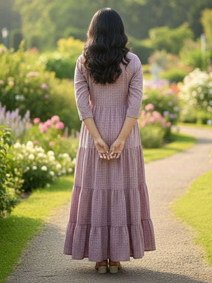 Casual Ethnic Multicolour Anarkali Embroidered Rayon Dress