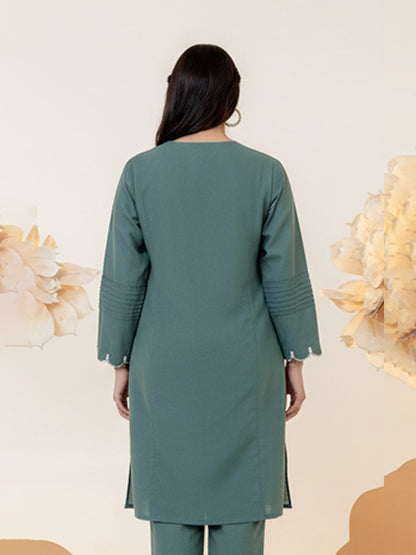 Elegant Teal Green Cotton Flex Kurta Set