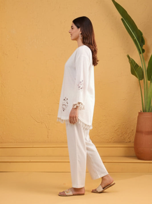 White Cotton Flex Co-Ord Set for Daily Comfort