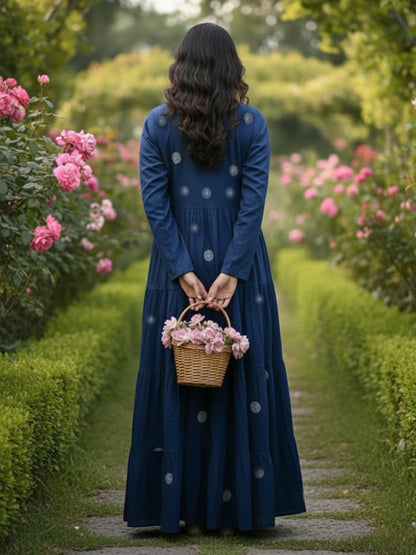 Women’s Elegant Flow Multicolour Anarkali Embroidered Rayon Dress