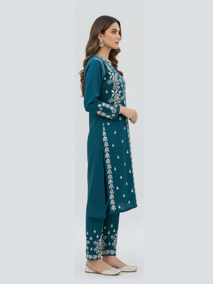 Blue Chikankari Kurta with Blue Pant Set
