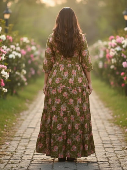 Stylish Multi Colour Anarkali Embroidery Rayon Dress