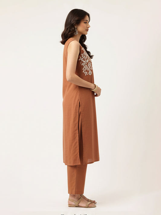 Elegant Brown Cotton Flex Kurta Set with Stylish Fit Design