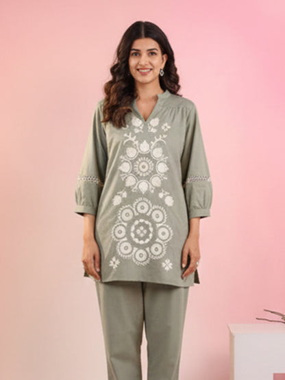 Comfortable Grey Cotton Flex Co-Ord Set for Casual Look