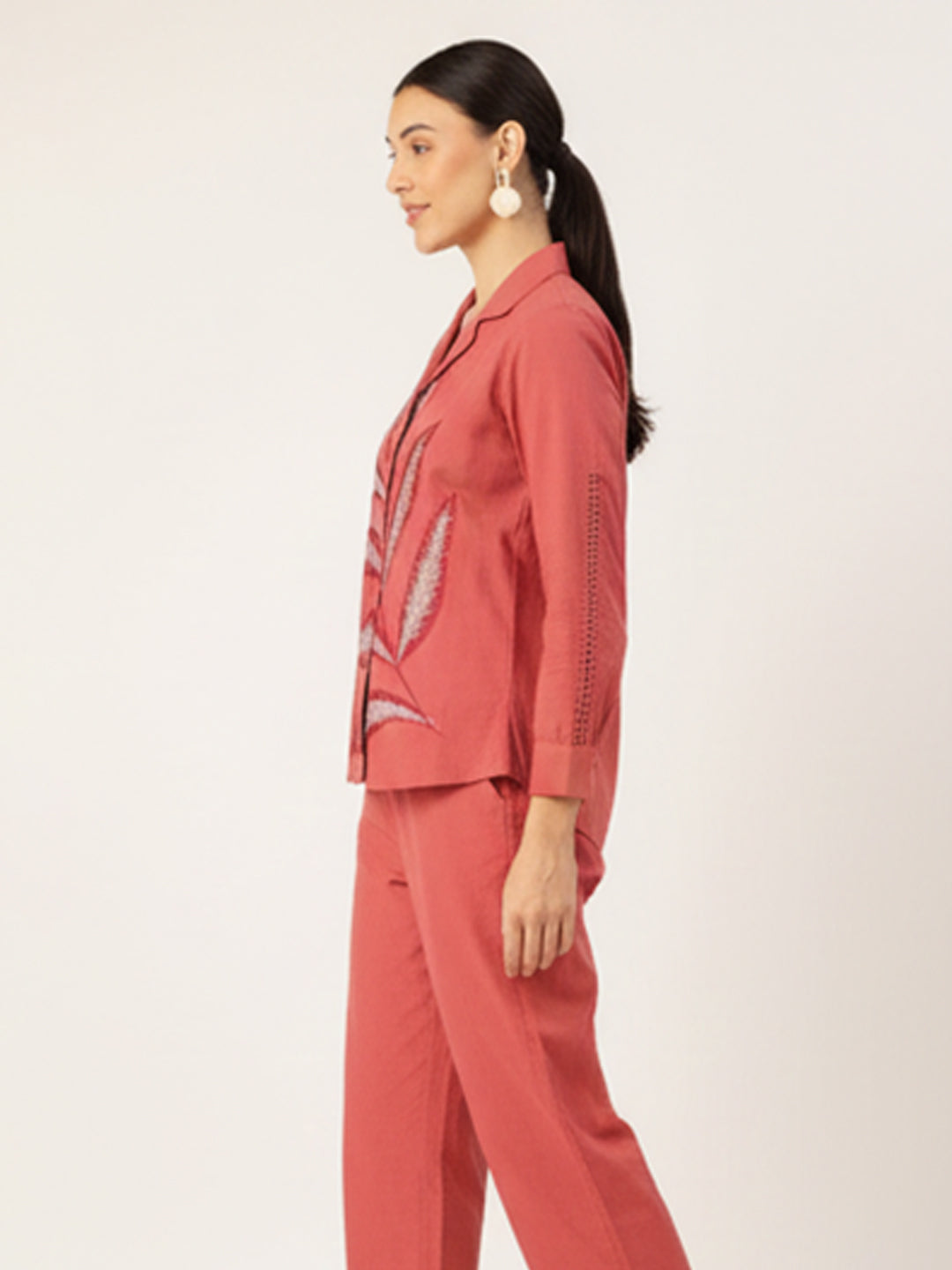 Rust Red Cotton Flex Co-Ord Set for Daily Comfort