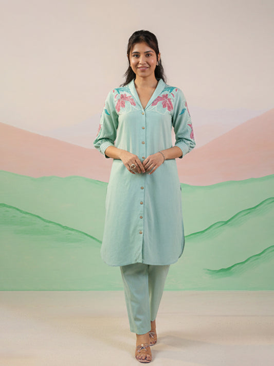 Elegant Light Blue Cotton Flex Kurta Set with Stylish Fit Design
