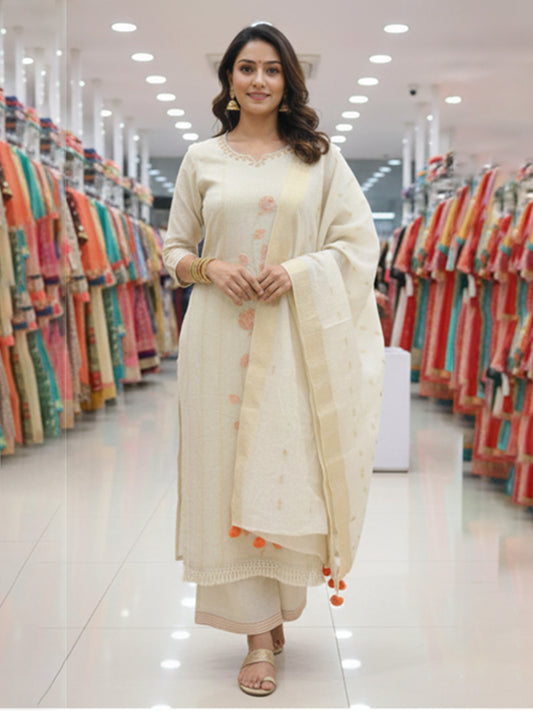 White Joot Cotton Kurta Suit Set for Effortless Style