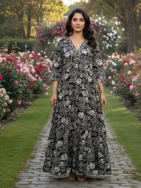 Trendy Multicolour Anarkali Embroidery Rayon Dress