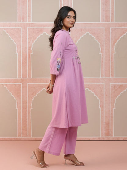 Elegant Pink Cotton Flex Kurta Set with Stylish Fit Design