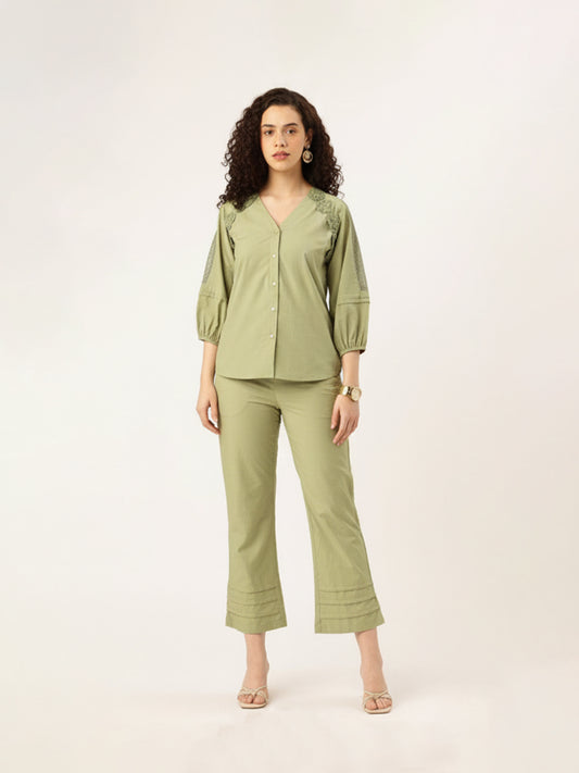Classic Sage Green Cotton Cambric Co-Ord Set