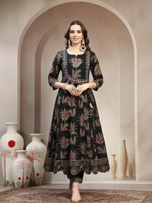 Black Muslin Anarkali Set for Women’s Stylish Ethnic Wardrobe