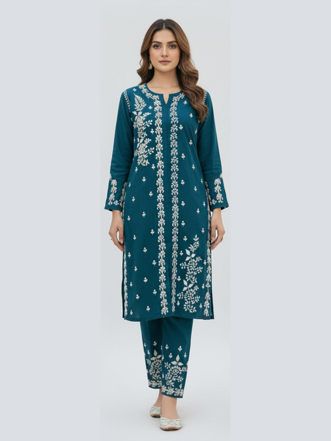 Blue Chikankari Kurta with Blue Pant Set