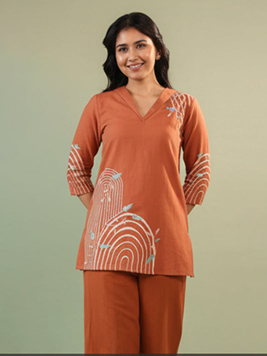 Orange Cotton Flex Co-Ord Set for Daily Comfort
