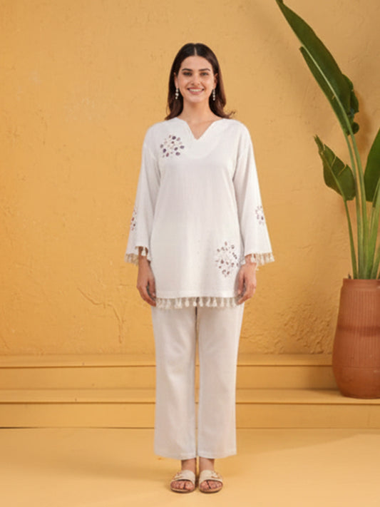 White Cotton Flex Co-Ord Set for Daily Comfort