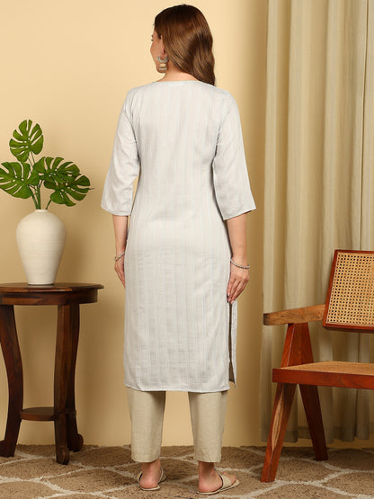 Embroidered Light Green PolySilk Straight Kurta