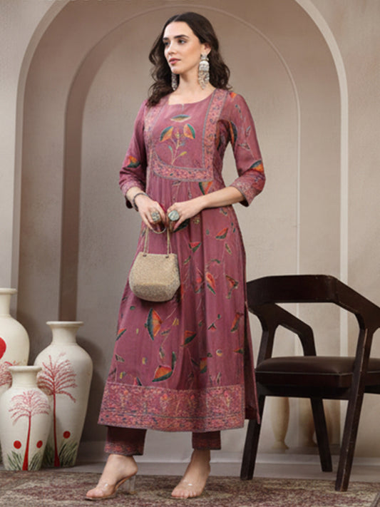 Elegant Pink Muslin Suit Set for Women’s