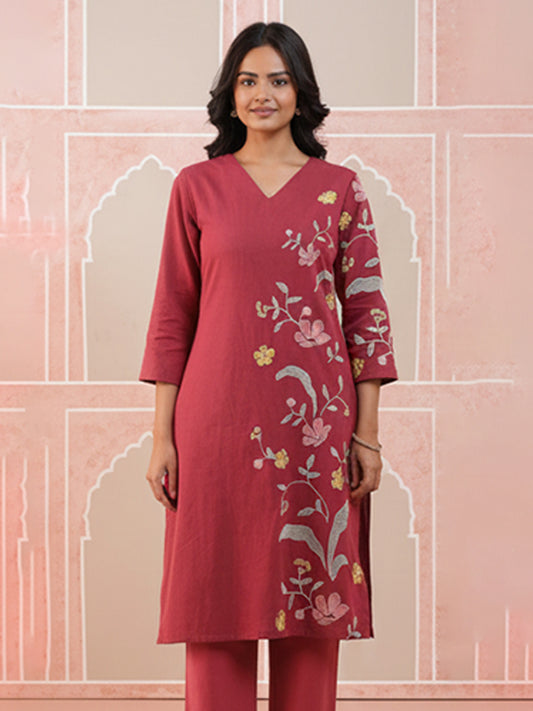 Classic Pink Cotton Flex Kurti Pant Set for Women