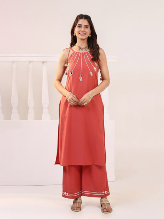 Stylish Orange Cotton Flex Kurta Set for Casual Daily Wear