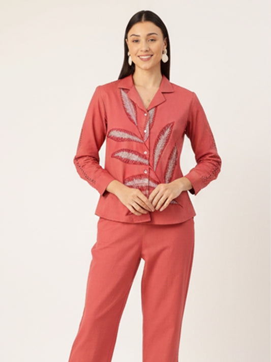 Rust Red Cotton Flex Co-Ord Set for Daily Comfort