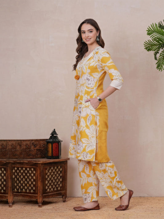 Yellow Cotton 2-Piece co-ord set