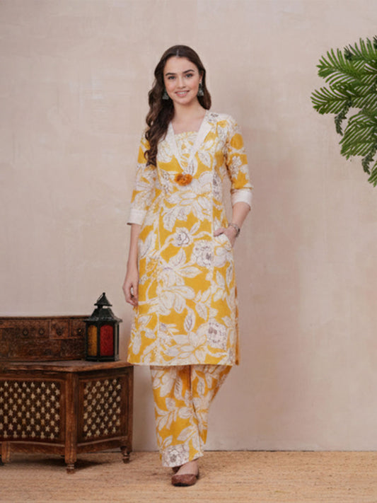 Yellow Cotton 2-Piece co-ord set