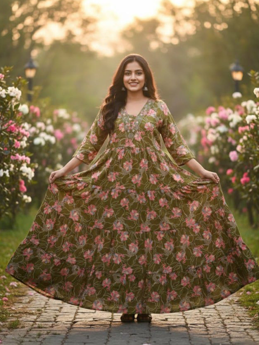 Stylish Multi Colour Anarkali Embroidery Rayon Dress