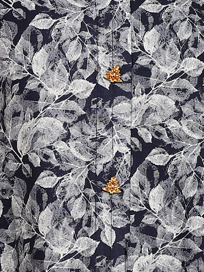 Indigo Blue Solid Cotton Blend Straight Kurta