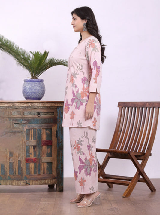 Women’s White  Cotton flex Co-ord Set