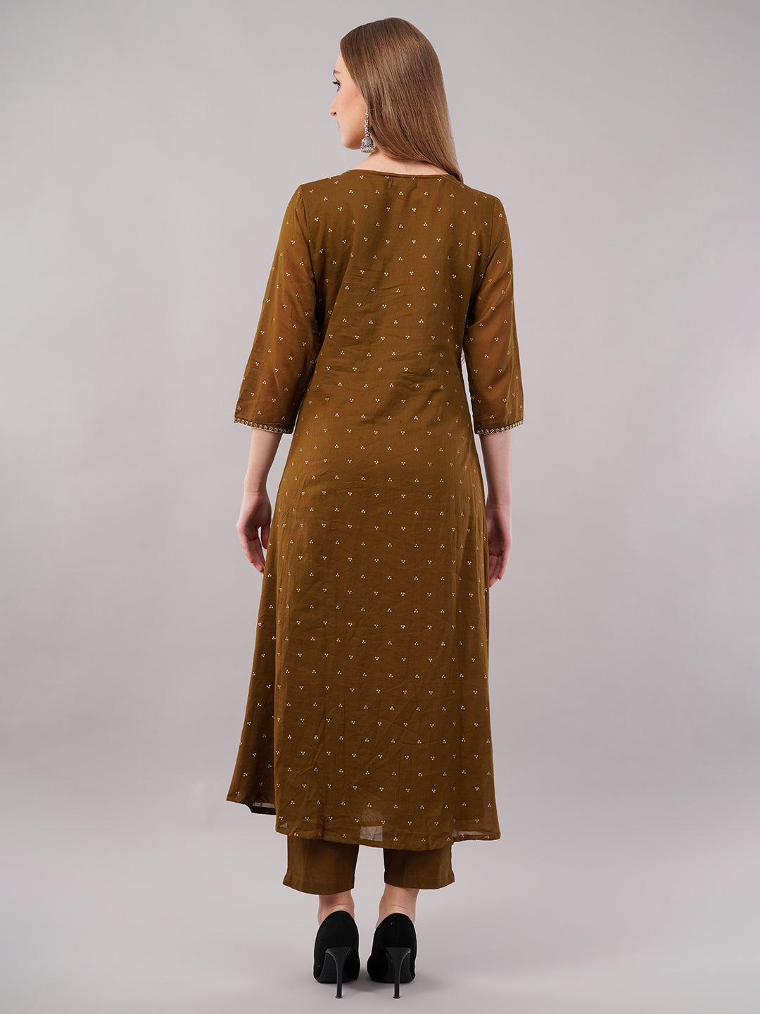 dhartii Mustard Yellow Embroidered Cotton Suit Set