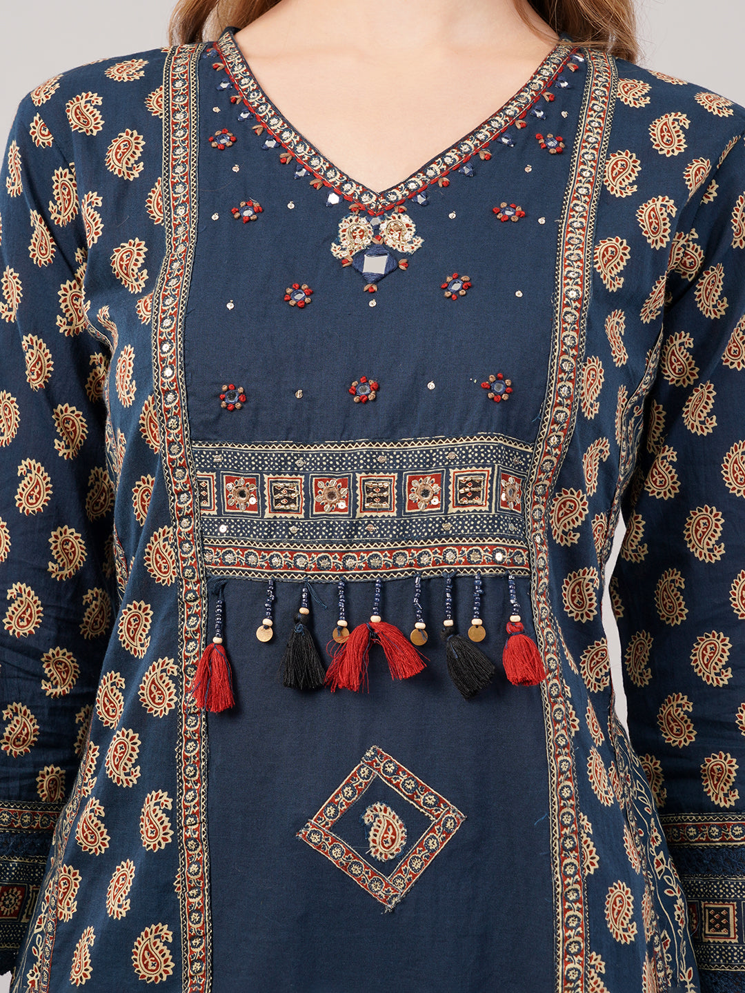 dhartii Teal Blue Printed Cotton Suit Set