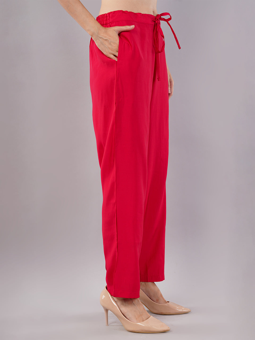 dhartii Elite Festive Red  Embroidered Suit Set with Organza Dupatta and Pants (3 Piece Set)