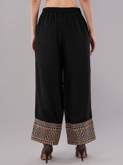 dhartii Festive Stunning Black Embroidered Suit Set with Pallazzo and Dupatta (3 Piece Set)