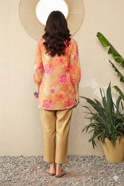 Green Rayon Blend Floral Printed Co-Ord Sets 
