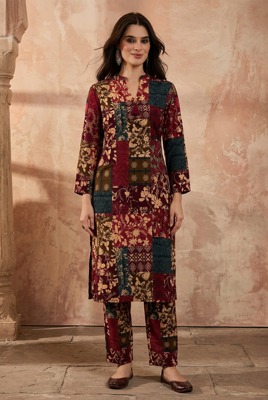Multi Viscose Rayon Printed Straight Coord Sets