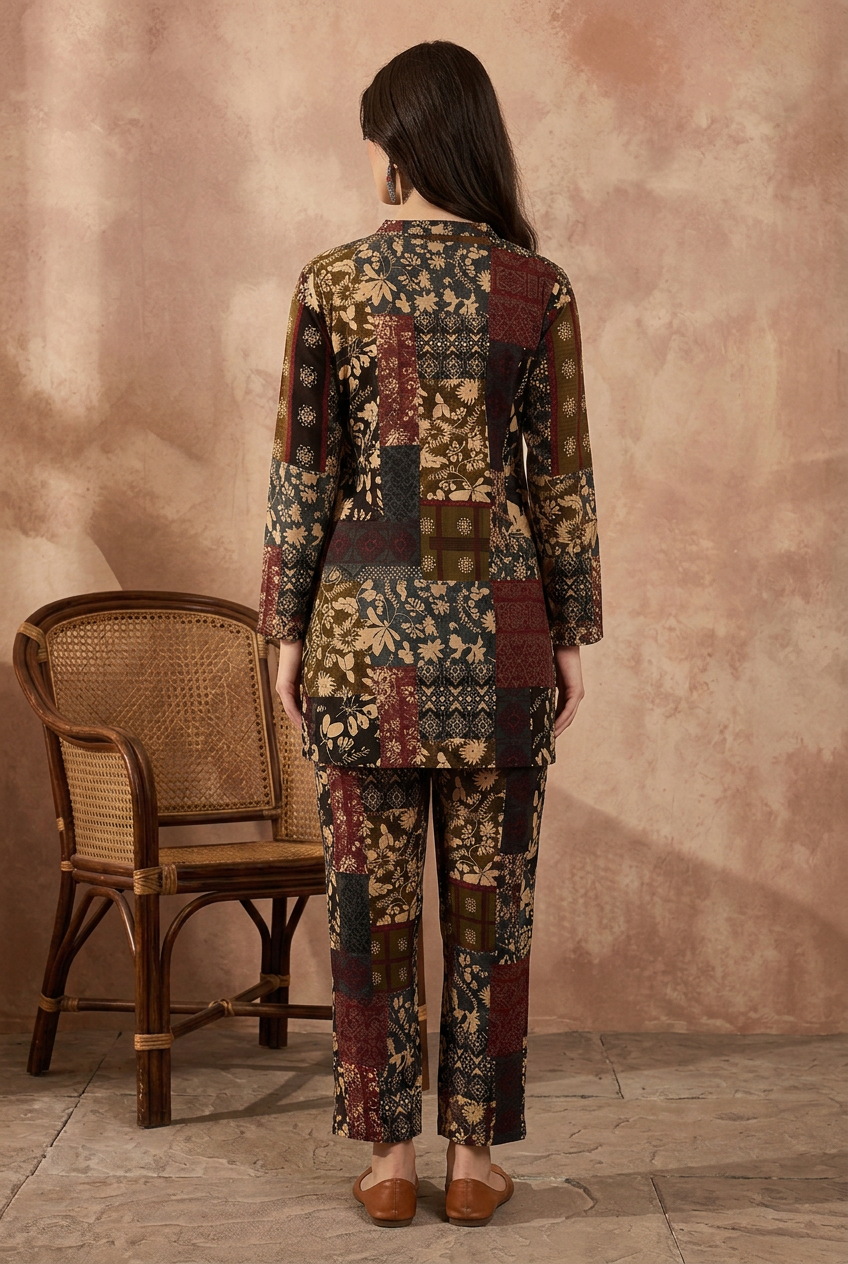 Multi- Colour Printed Viscose Rayon Straight Coord Sets
