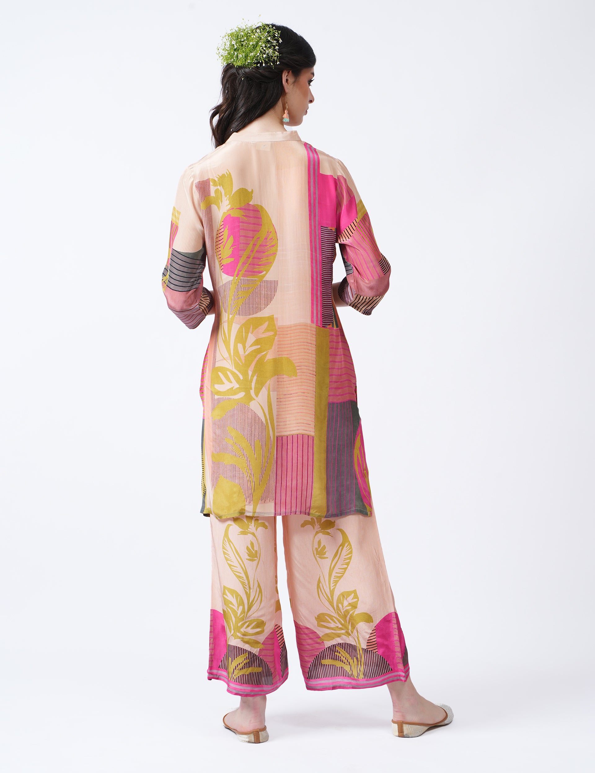 dhartii  Multicolor Luxe Flow Multicolor Abstract Satin Coord Set