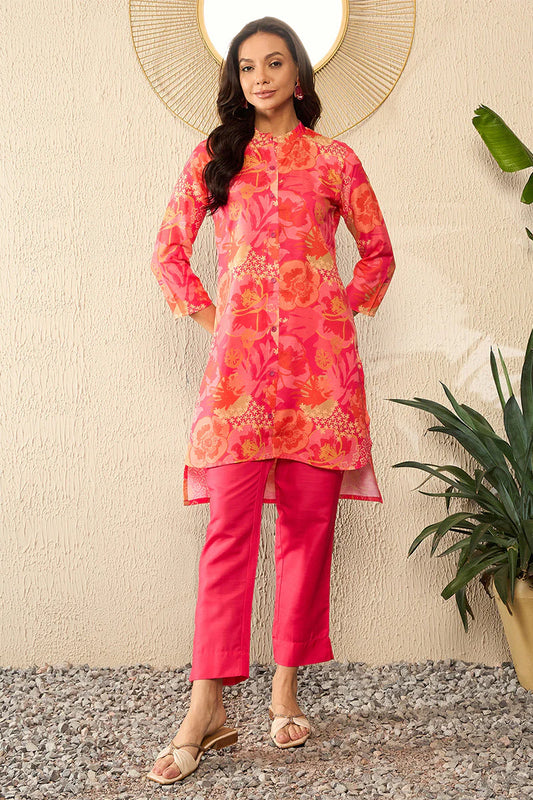 Pink Rayon Blend Floral Printed Co-Ord Sets